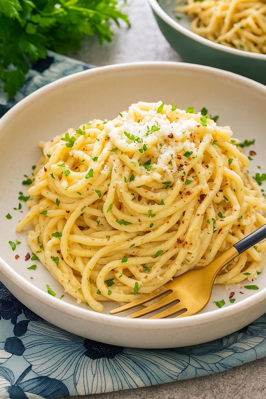 Creamy garlic pasta