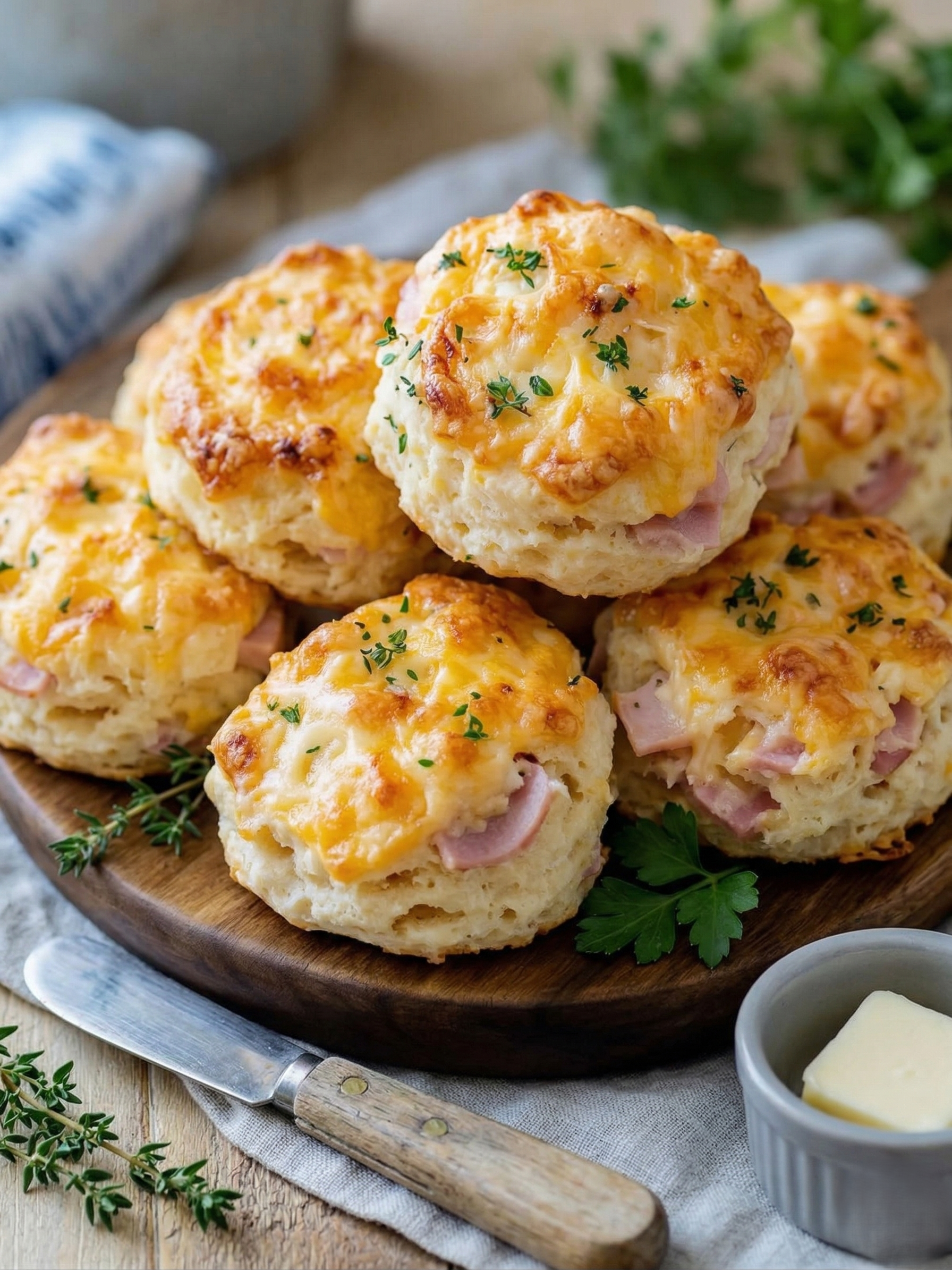 Ham and Cheese Butter Swim Biscuits